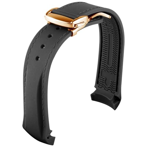 NEYENS Gummi-Uhrenarmband für Omega Seamaster Uhrenarmbänder mit Faltschnalle, 20 mm / 22 mm, gebogenes Ende, Silikon-Armbänder, 22 mm, Achat