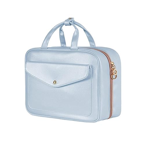 Bottone Make-up-Tasche für Damen, mit Haken zum Aufhängen, Reise-Kosmetiktasche, Toilettenartikel-Organizer, wasserdichte Aufbewahrung, Neceser Badezimmer-Waschtasche, himmelblau