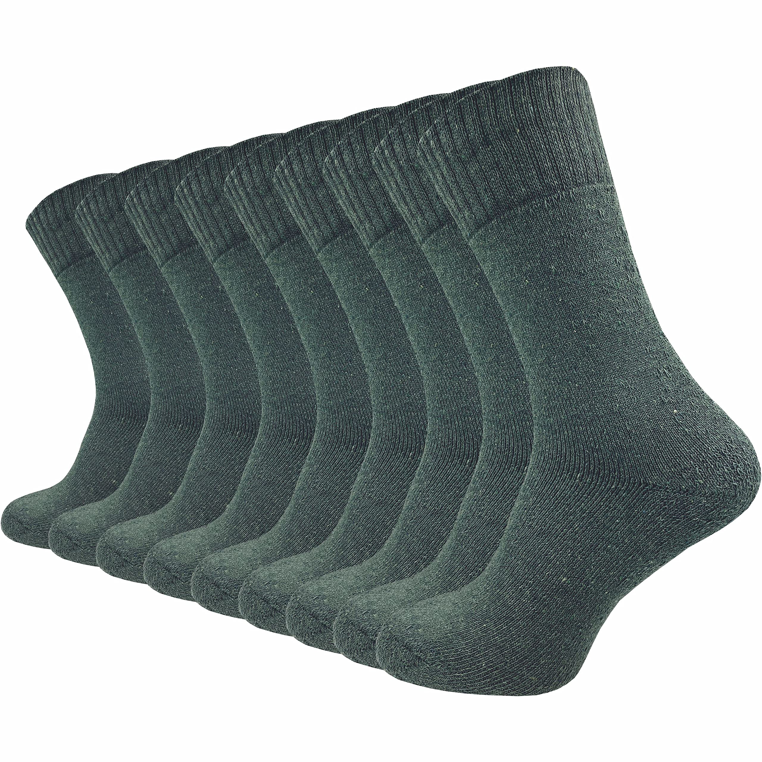 GAWILO Jägersocken für Herren (9 Paar) | Robuste Army- und Freizeitsocken mit Frotteefuß verhindert Bildung von Blasen und reguliert Feuchtigkeit (51-54, grün)