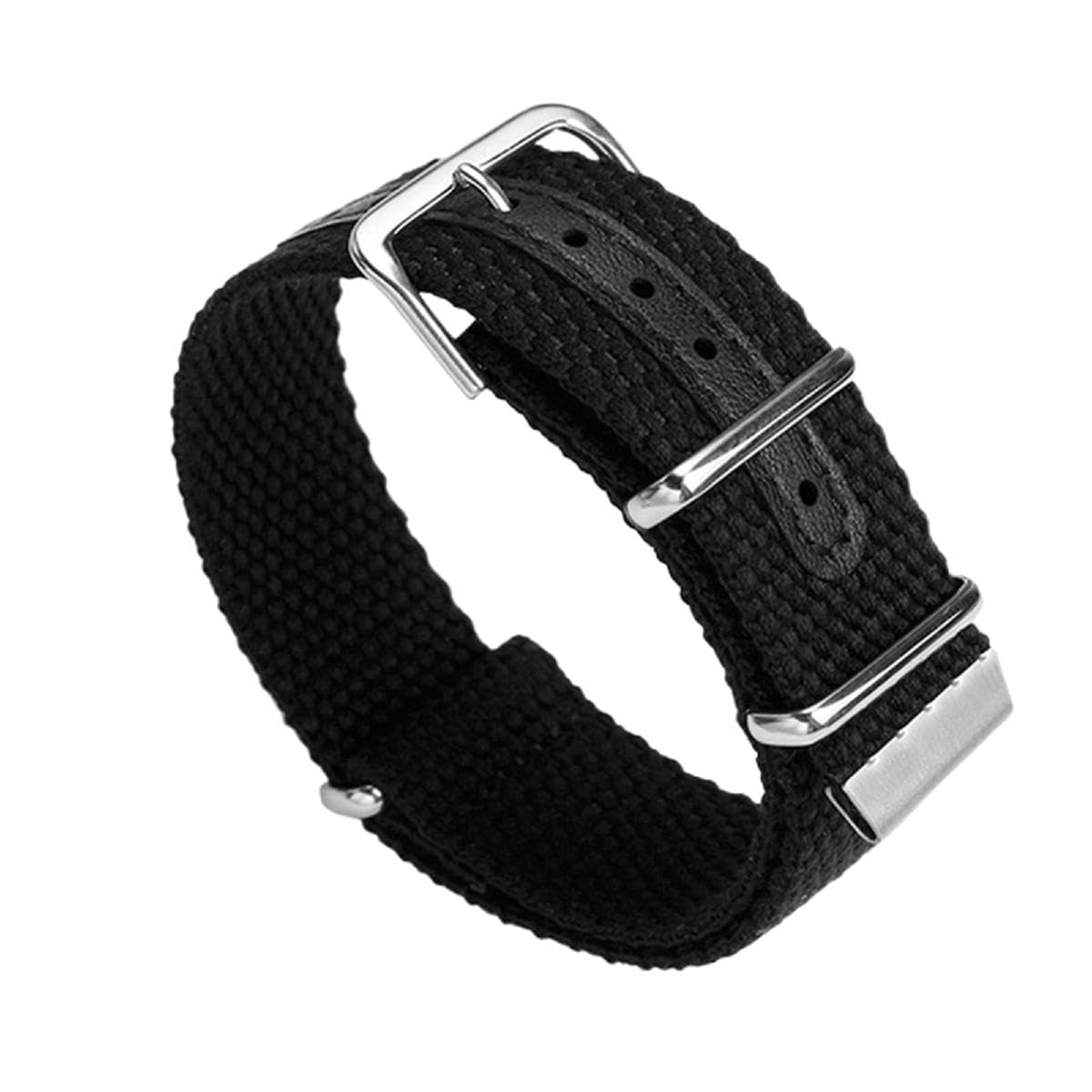 SpaRcz Uhrenarmband Nylon Drei-Ring-Silberschnalle Stahl Herren 20-22mm, Farbe 1, 22mm