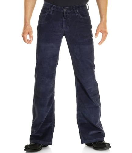 Herren Cord Bootcut Hose navy blau W36/L32