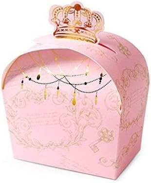 Box für Geschenke, Süßigkeiten-Box, Bronzing Crown Geschenkbox, faltbar, for Hochzeit, Party, Süßigkeiten, Farbboxen, kleine Schmuck-Papierbox (Farbe: Rosa, Größe: 50 Stück_8,5 x 5 x 9,5 (Farbe: Rosa,