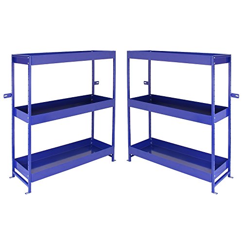 Monster Racking 2 x Fahrzeugeinrichtung Auto-Regal Sortiersystem Regalsystem Werkzeugregal Transporter 116,5cm x 115cm x 34,8cm Auto Regalsystem Werkstattregal Metallregal Autoregal Fahrzeugregal Blau