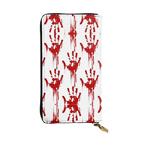 DMORJ Bloody Handprints lange Clutch aus Leder, 19 x 10 cm, bequem, leicht, wasserdicht, langlebig, schönes Geschenk, Schwarz, Einheitsgröße, Schwarz , Einheitsgröße