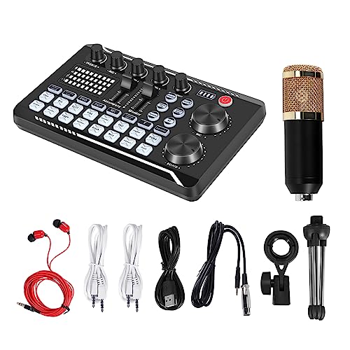 Tassety F998 Soundkarten-Set, BM-800 Mikrofon-Set, mit Live-Soundkarte, Audio-Mixer, Kondensator, PC-Gaming-Mikrofon, für Streaming/Spiele