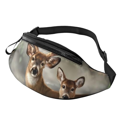 HSJFS Modische Hüfttasche mit schönem Blumendruck, verstellbare Hüfttasche, lässige Brusttasche, Camouflage Hirsch, Einheitsgröße