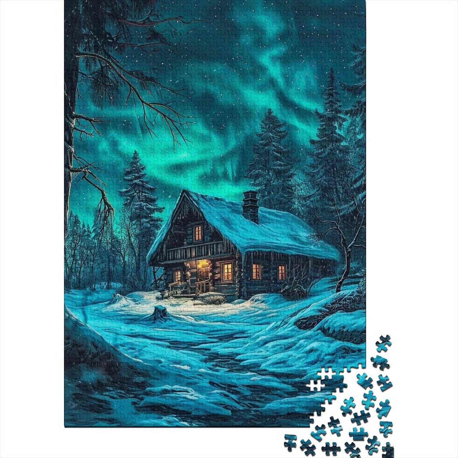 Winterchalet-Holzpuzzle für Erwachsene und Jugendliche, 500 große Teile, Holzpuzzle für Erwachsene und Jugendliche 20,47x14,96 Zoll