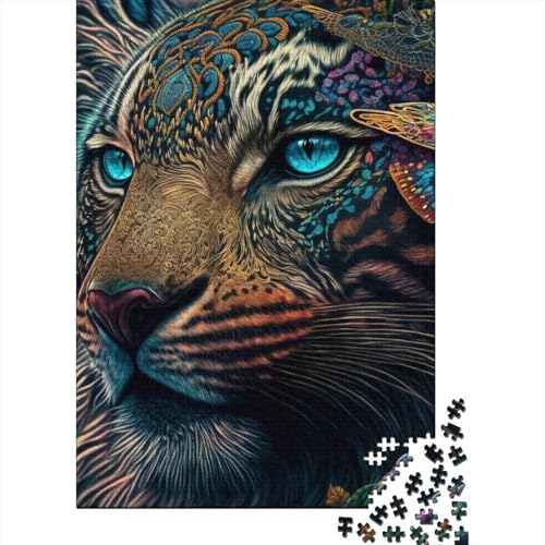 Magisches Jaguar-Holzpuzzle für Teenager, Kunstpuzzle für Erwachsene, 1000 Teile, Weihnachtsgeburtstagsgeschenk für Erwachsene und Teenager (Größe: 75x50cm)