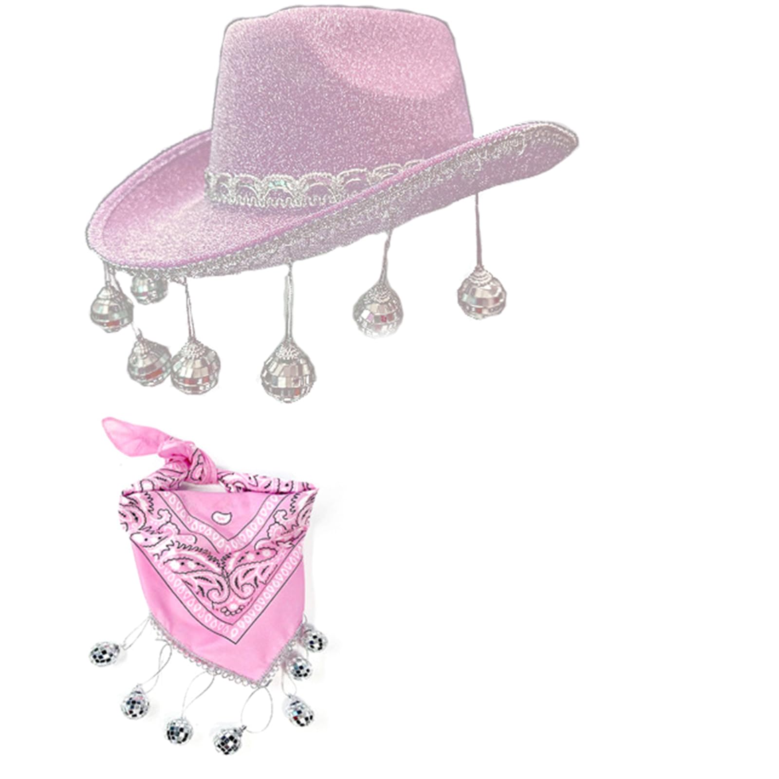 HDKEAN Western-Cowgirl-Kostüm, Cowboyhut mit Cowboy-Bandana-Set, 2-teilig, Halloween, Cosplay, Kostüm, Zubehör, Geschenke, Cowboyhut mit Cowboy-Bandana