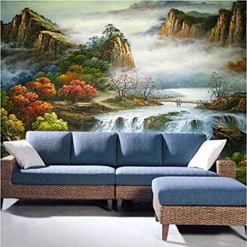 XLMING Ölgemälde Einer Landschaft Mit Blumen Und Bäumen 3D Tapeten Home Esszimmer Sofa Schlafzimmer Wohnzimmer TV Hintergrund-300cm×210cm