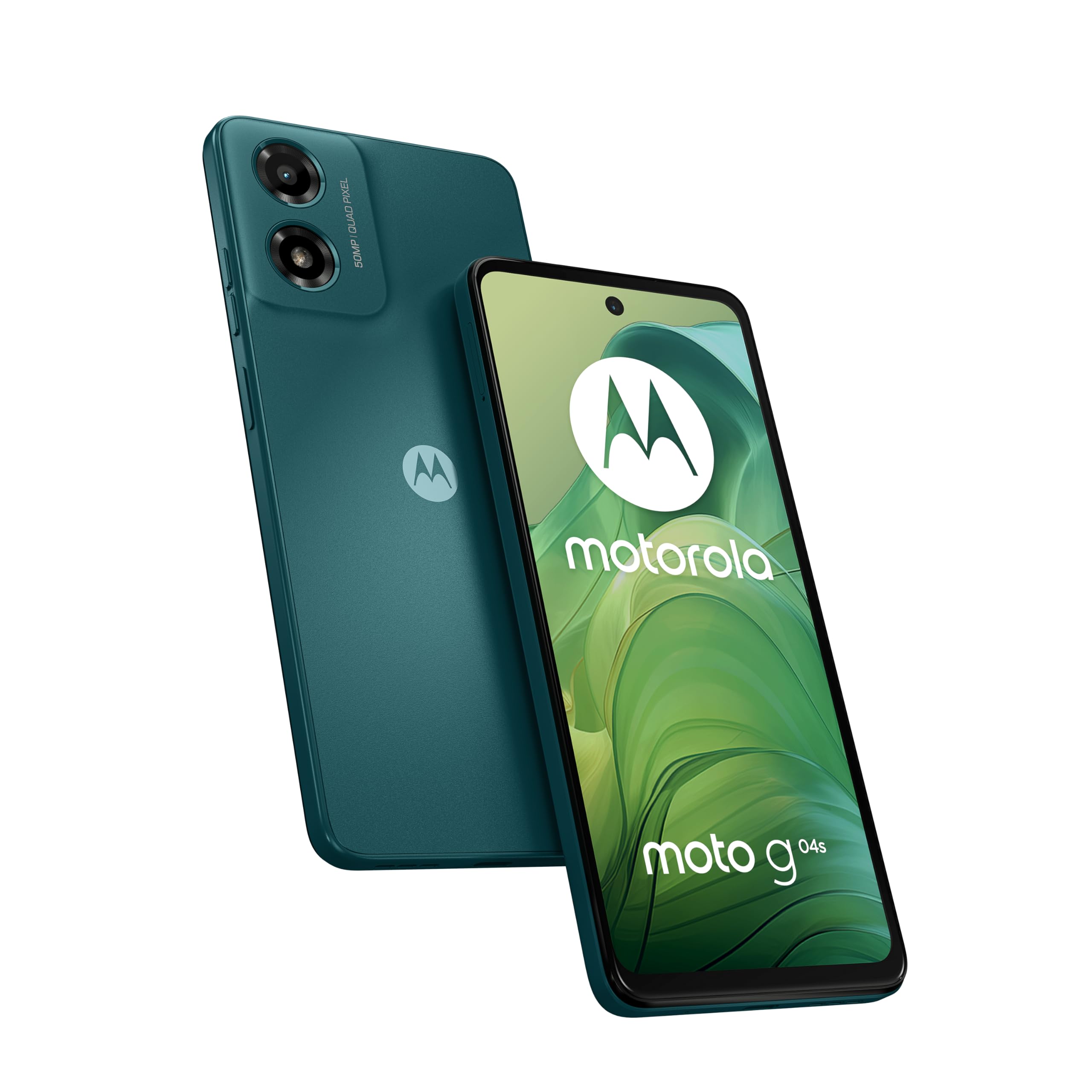 Motorola Mobility Moto g04s Smartphone (6,6"-HD+-Display, 50-MP-Kamera, 4/64 GB, 5000 mAh, Android 14) Sea Green, inkl. Schutzcover + Handyhalterung [Exklusiv bei Amazon]