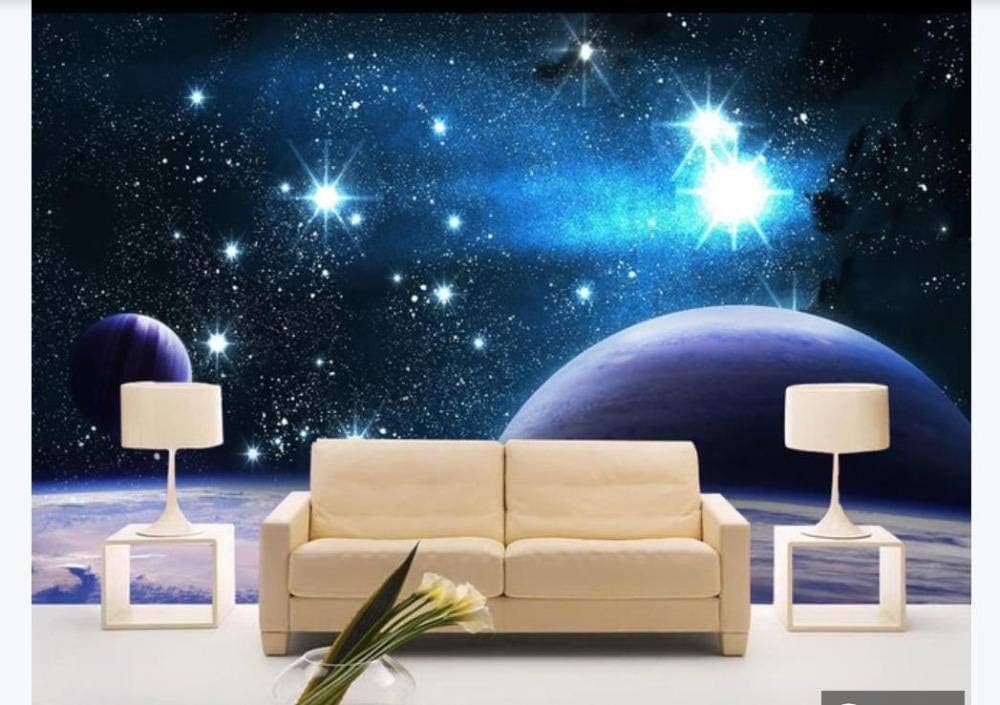 Violetter Planet Universum Sterne 3D Tapete Poster Restaurant Schlafzimmer Wohnzimmer Sofa TV Dekorative Wand-200cm×140cm