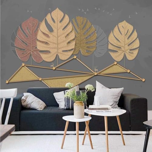 Abstrakt Vintage Blattgold Geometrische Linie 3D Tapete Poster Restaurant Schlafzimmer Wohnzimmer Sofa TV Dekorative Wand-150cm×105cm