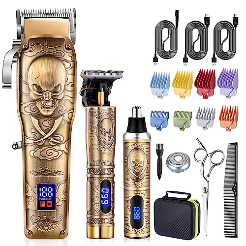 Roziapro Haarschneidemaschine für Männer Zero Gapped Trimmer Nasenhaartrimmer Set Professionelle Barber Clippers für Haarschnitt Schnurloser Bartschneider für Männer Wiederaufladbare Schermaschinen