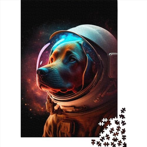 Schwierige, anspruchsvolle Puzzles, 500 Teile, Holzpuzzle mit Labrador Retriever im Weltraum, für Erwachsene, Puzzlespielzeug als Geschenk für die ganze Familie und die (Größe 20,47 x 14,96 Zoll)