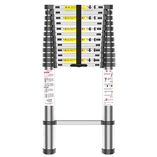 Teleskopleiter, professionelle, rutschfeste Teleskopleiter mit verbreitertem Pedal, robuste Aluminium-Teleskopleiter, ausziehbare Trittleiter zum Reinigen von Dachrinnen (Größe: 3,2 m/10,5 ft)