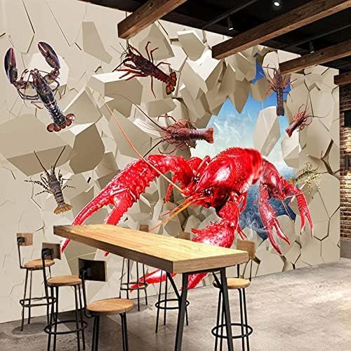 XLMING Kreatives Poster Gebrochene Krabbe Meeresfrüchte Hot Pot Restaurant Küche Küche Esszimmer Arbeitszimmer Wohnzimmer TV Hintergrund Wand 3D Tapete-350cm×256cm