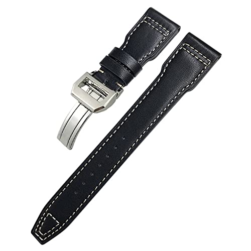 NEYENS 21 mm Echtleder-Uhrenarmband für IWC Big Pilot Watch Mark 18 Spitfire Hamilton Rindsleder, weiches Uhrenarmband, Black Buckle, Achat