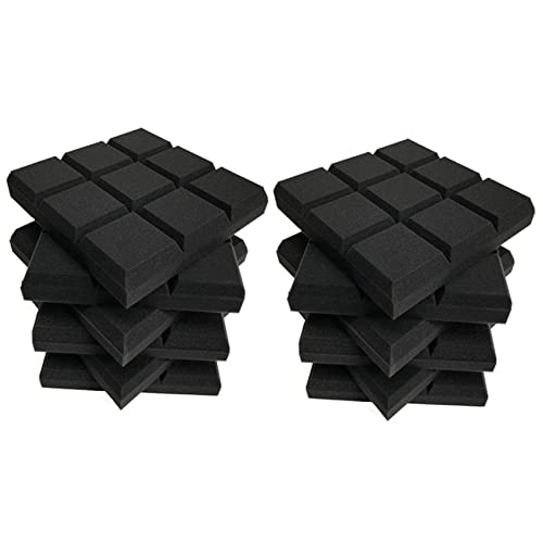 Oladfiop 12 Pack 30X30X5cm Akustik Schaum Platten, AbgeschräGte 9 Block Fliesen, Schall Platten Keile Schalldichte Schall Dämmung Absorbierend