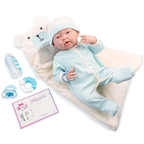 Blue Soft Body La Newborn Dans Bear Bunting et Accessoires. Corps Souple Nouveau-né. Costume bleu av