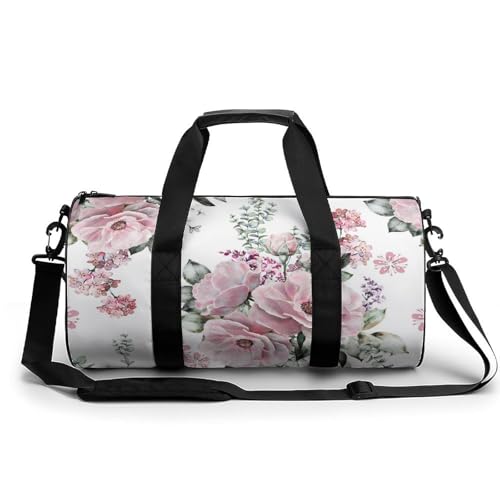 Blumen Rosa Sport Duffel Bag Sporttasche Reisetasche Handgepäck Tasche Schwimmtasche Weekender Bag 45x23x23cm