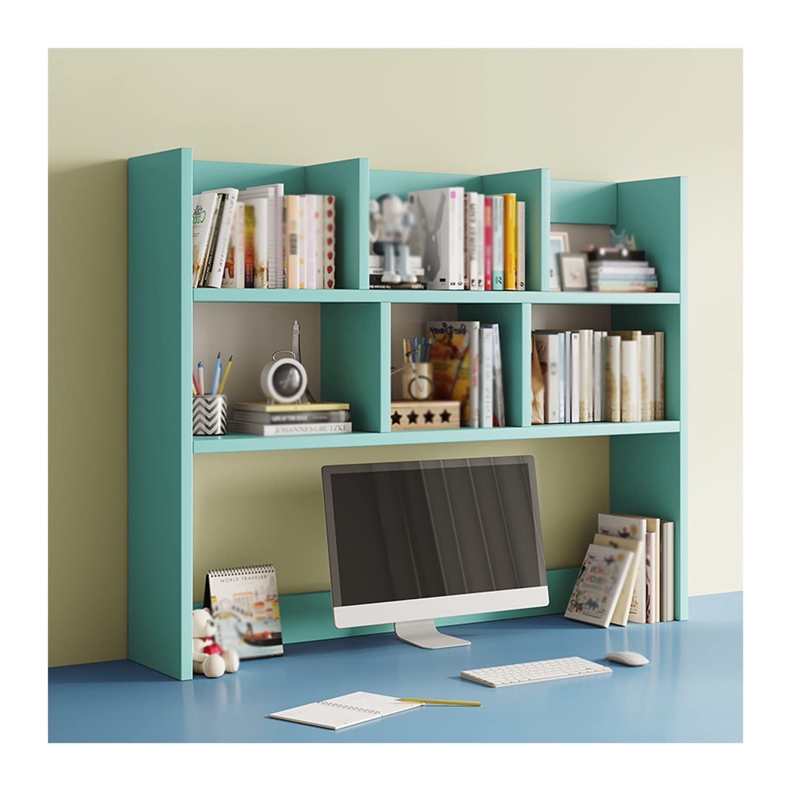 QYZUJIKL Bücherregal Desktop-Bücherregal Holz Desktop-Organizer PC-Tisch Bücherregal Schreibtisch Aufbewahrung Organizer Display Regal Rack für Büro Küche Badezimmer für Wohnzimmer, Home Office