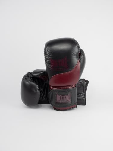 METAL BOXE Gants de Boxe Cuir Omega Noir/Bordeaux 14 oz