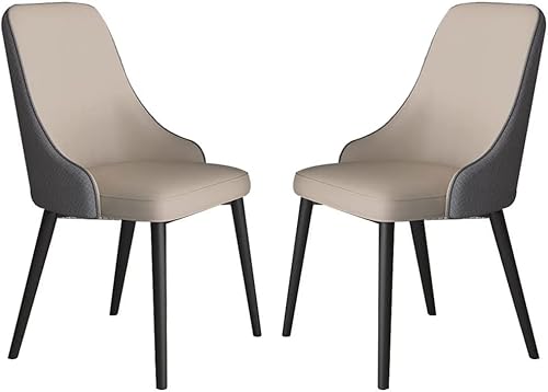 ESBANT PU-Leder-Küchen-Esszimmerstühle Set mit 2 modernen Wohnzimmer-Akzentstühlen mit Metallbeinen aus Kohlenstoffstahl für kommerzielle Restaurants zu Hause (Color : Light Grey + Dark Grey)