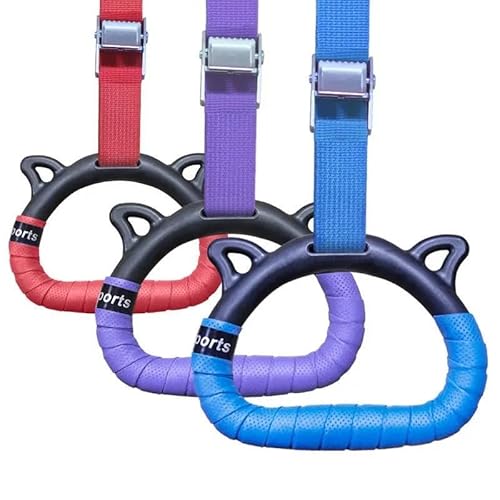 BFVAKBKYT Gymnastik Ringe,Suspension Trainer System, Set mit Heimfitness-Trainingsgeräten for Kinder mit Verstellbarer Schnalle und Zugring for körperliches Training(Purple,Total Length 1M)