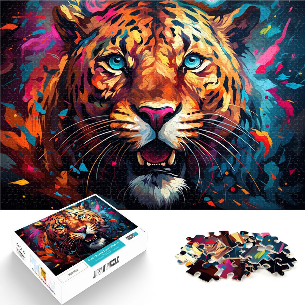 Puzzle-Geschenk, farbenfrohes legendäres Leoparden-Puzzle, 1000 Teile, für Erwachsene, Holzpuzzle zum Stressabbau, Urlaub zu Hause, Zeit totschlagen, 1000 Teile (50 x 75 cm)