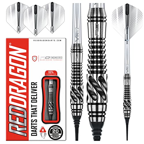 RED DRAGON Askari 18g Fassgewicht, 20g Gesamtgewicht Softip Tungsten Darts mit Flights und Schäfte