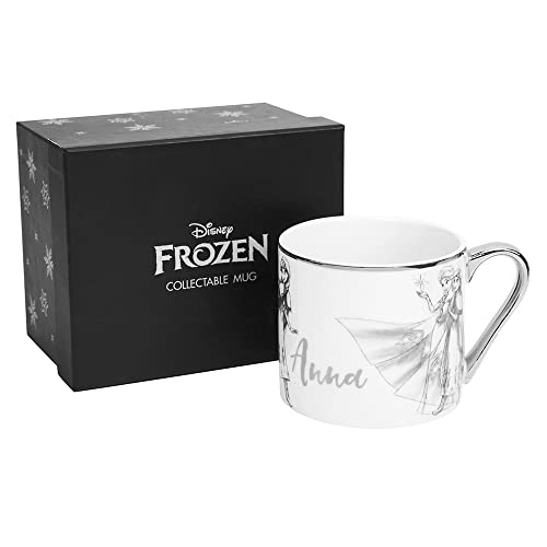 Happy Homewares Frozen Anna Classic Tasse aus Knochenporzellan, mit silberfarbenem Rand und Geschenkbox, offizielles Lizenzprodukt