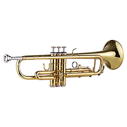 Trompete Messing B Wohnung Standard Student Trompete BB Key Messing Gold Lack Trompete Mit 7c Mundstück Und Anderen Aeccessaries