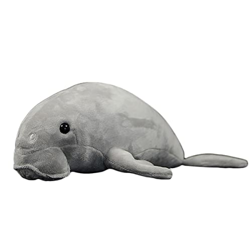 DANAIM 14-Zoll-Südseekuh-Kuscheltierpuppen, Realistisches Graues Dugong-Plüschtier, Weiches Kissen, Dekoration, Meerestier, for Kindergeburtstag, Weihnachten, Halloween