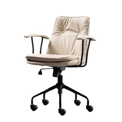 Bürostuhl Ergonomischer Bürostuhl aus PU-Leder, bequemer moderner Schreibtischstuhl for das Home-Office mit Rollen und schwarzem Metallfuß, ergonomischer Stuhl, verstellbarer Drehstuhl Schreibtischstu