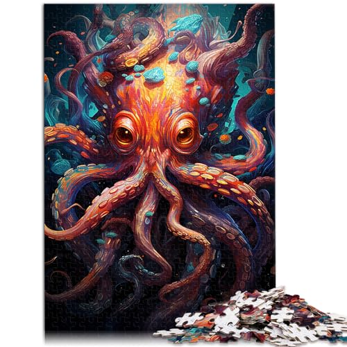 Puzzles für Puzzles, farbenfrohes psychedelisches Kunstgemälde eines Oktopus, Puzzles 1000 Teile, Holzpuzzle, Weihnachtspuzzle-Geschenke, 1000 Teile (50 x 75 cm)