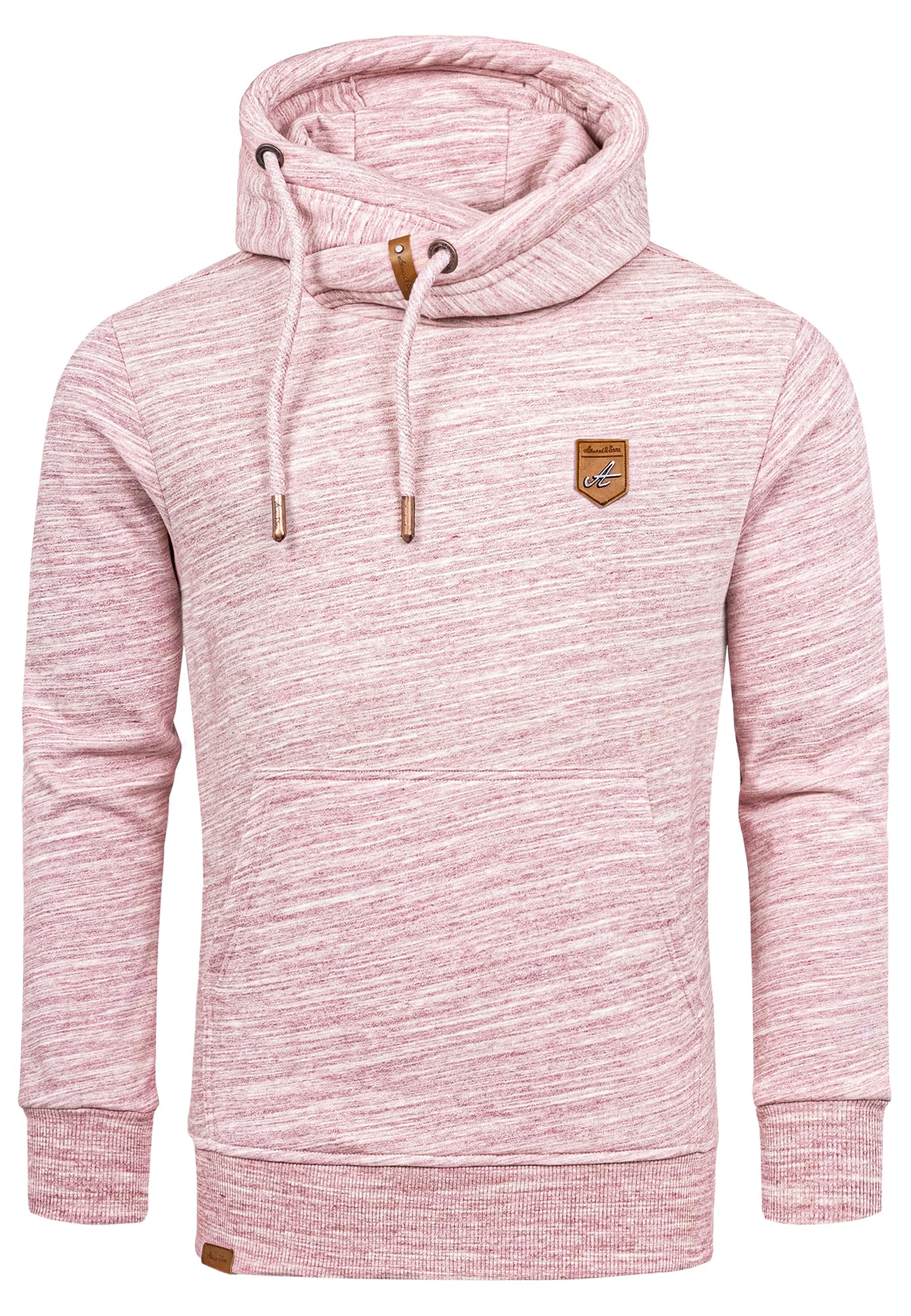 Amaci&Sons Herren Kapuzenpullover Basic Kontrast Sweatjacke Pullover Hoodie Sweatshirt 4072 Bordeaux S