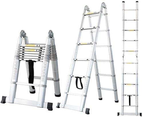 RASOANOA Leitern, Teleskop-Kletterleiter mit Stabilisatorstange, robuste, ausziehbare, leichte Klappleiter für den Dachboden von Wohnmobilen zu Hause, 250 kg/551 lbs/6 m/18,4 Fuß Ambitious