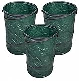 GreenYard Pop-Up Gartensack 3er Set, 120L, mit Verschluss und Tragegriff, aus PE