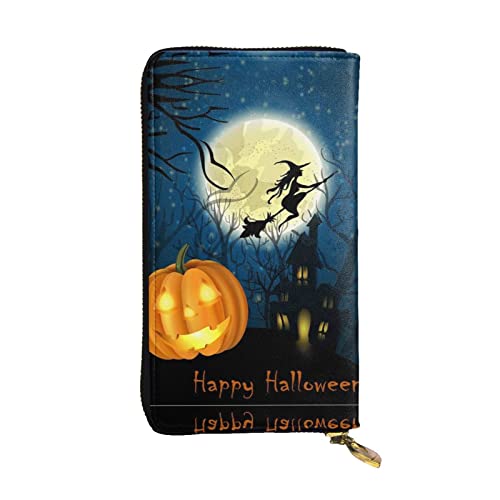 DMORJ Kürbis Halloween Leder Lange Clutch Geldbörse: 19 x 10 cm Bequem Leicht Wasserdicht Langlebig Schönes Geschenk, Schwarz, Einheitsgröße, Schwarz , Einheitsgröße