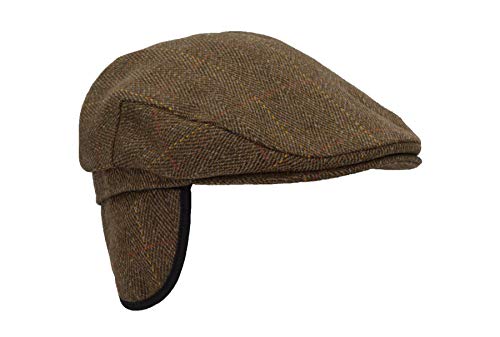 WALKER AND HAWKES Unisex Schiebermütze mit Ohrenklappen - Tweed - Brauner Tweed - XL (60cm)