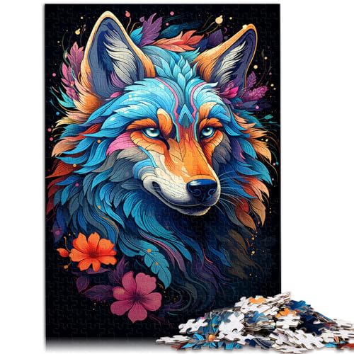 Puzzles für Fantasiezeichnung eines Wolfs, 1000-teiliges Puzzle aus Holz, Familienspiel zum Stressabbau, schwieriges Herausforderungspuzzle, 1000 Teile (50 x 75 cm)