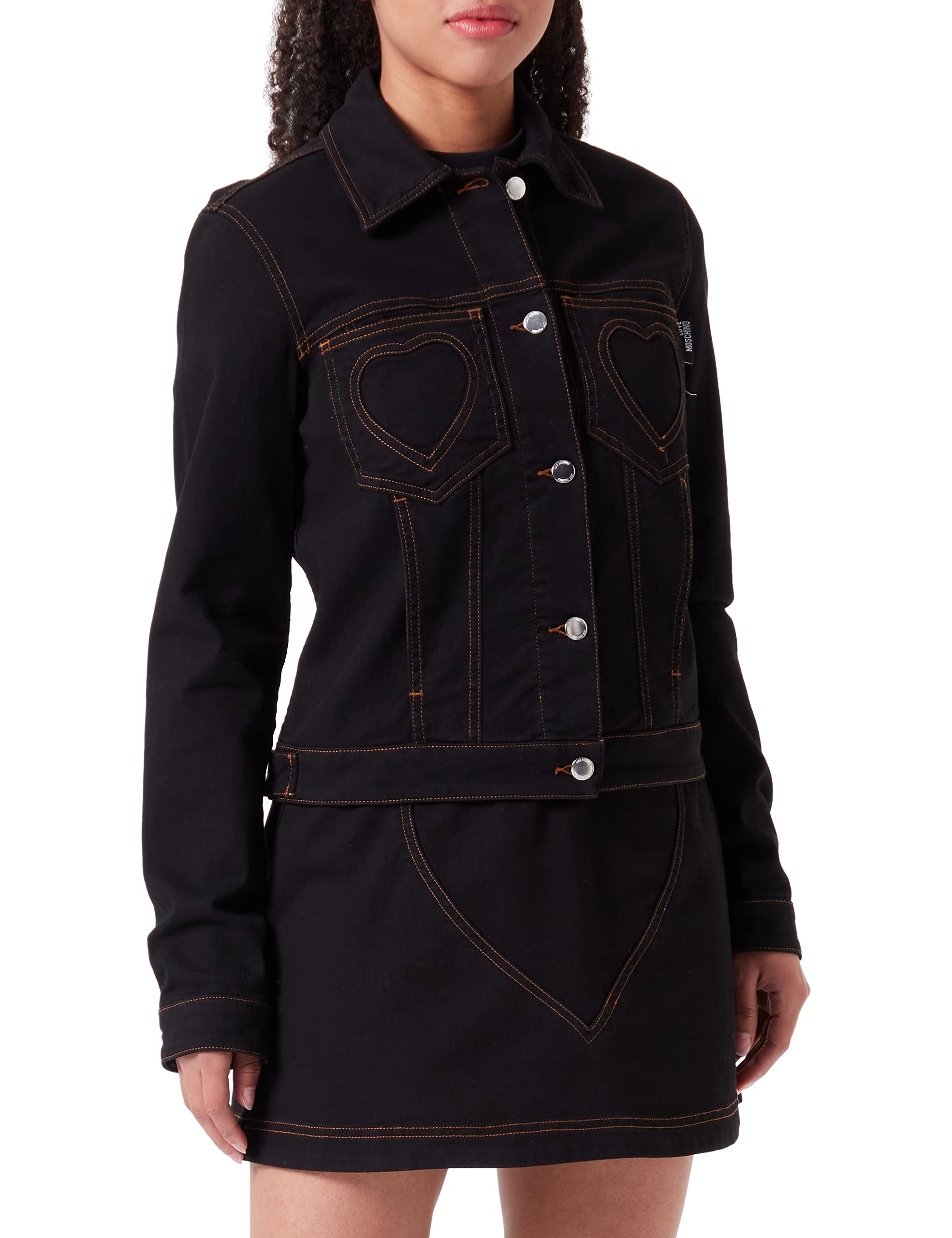 Love Moschino Damen Trucker JACKET, Schwarz, 38 EU