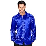 W WIDMANN MILANO Party Fashion - Satin Hemd für Herren, 70er Jahre Disco Fever, Retro Style, Schlagermove, Party Shirt