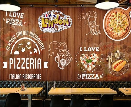 tyujlkjddlf Tapete Wandbild 3D Benutzerdefinierte Handbemalte Pizzaladen-Hintergrundwand-140Cmx100Cm