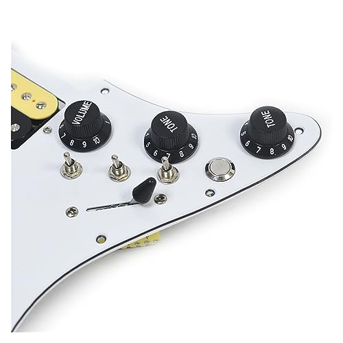 Schlagbrett Für Linke SSH-E-Gitarre, Zwei Humbucker, Ein Humbucker (9K/9K/15K), Silence-Schalter Mit Vorverdrahteter Schlagplatte (Color : White with converter)