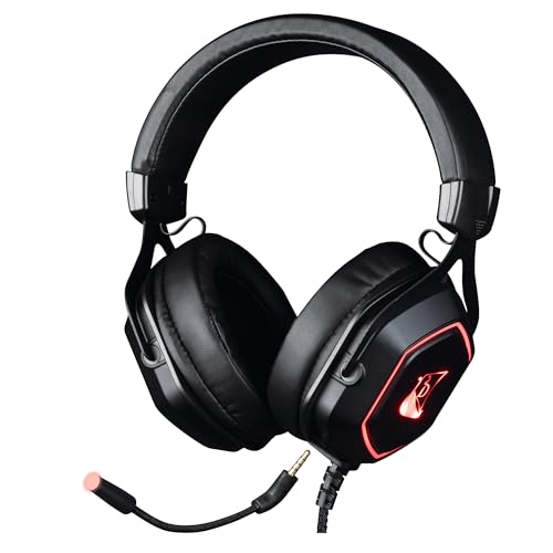 Konix Drakkar Gaming-Headset Ragnarök Evo 7.1 für PC - 50 mm Lautsprecher - Mikrofon - 2 m USB-Kabel - Hintergrundbeleuchtung - Schwarz und Rot