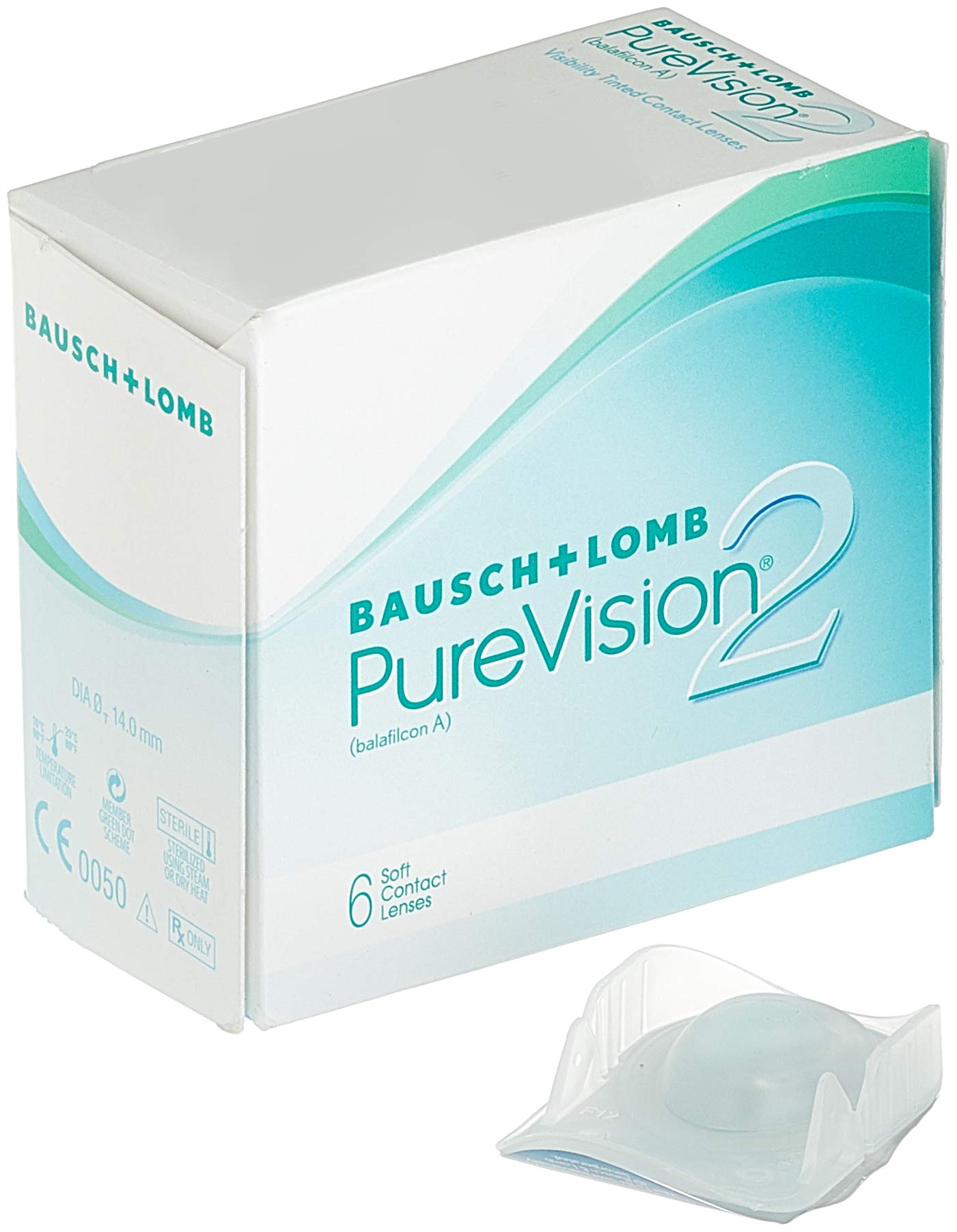 Bausch + Lomb PureVision 2 Monatslinsen, sehr dünne sphärische Kontaktlinsen, weich, 6 Stück / BC 8.6 mm / DIA 14 / -3,50 Dioptrien