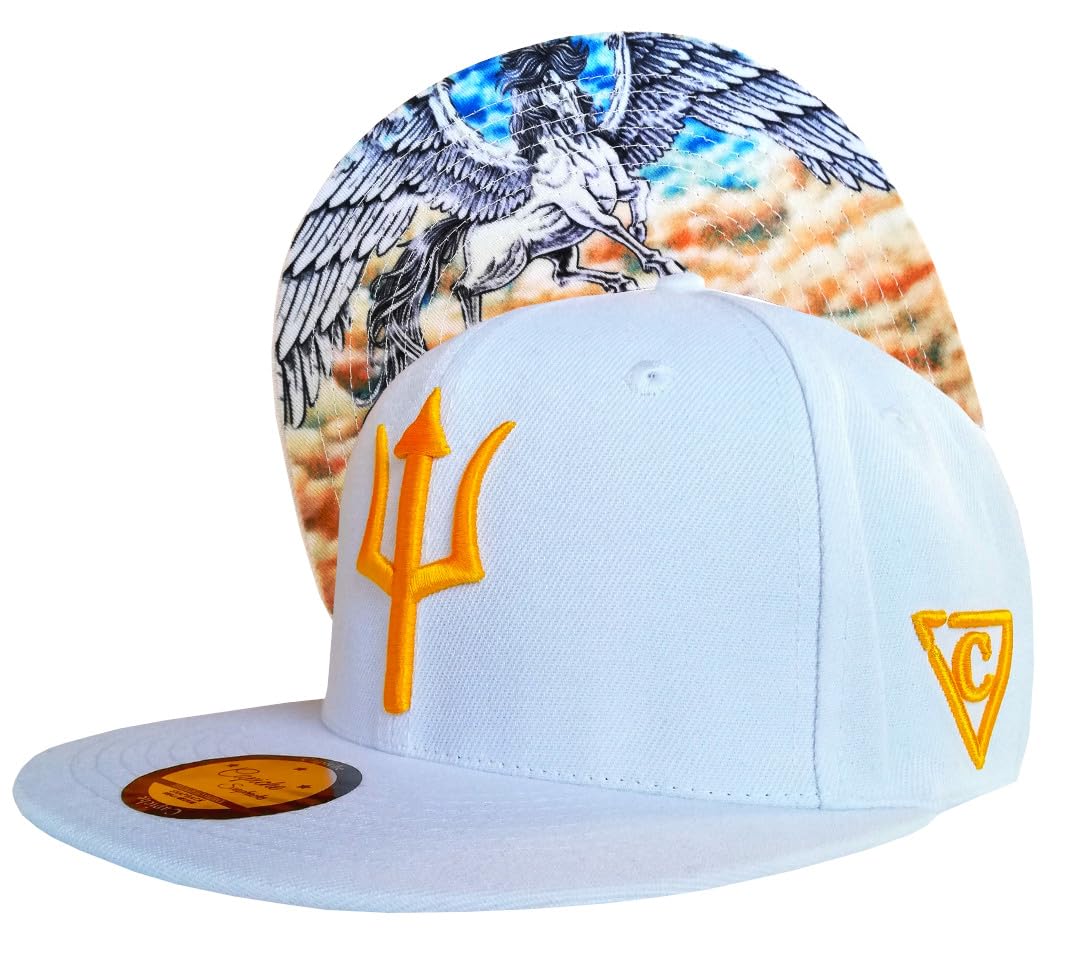 Capiche [99+ VARIATIONEN] Snapback Cap - Kappe - Baseball - Mütze - Herren - Weiß - Griechisches mythologisches Wesen - Pferd - Flügel - [Ancient Greek] Pegasus