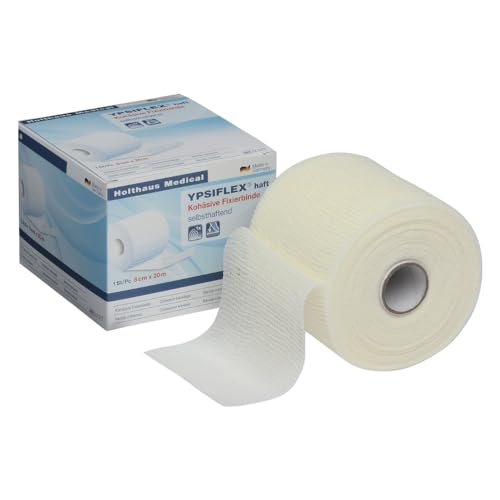 Holthaus Medical elastische Mullbinde YPSIFLEX® haft, Fixierbinde, Verband, Binde, selbsthaftend, 8cmx20m, 1St